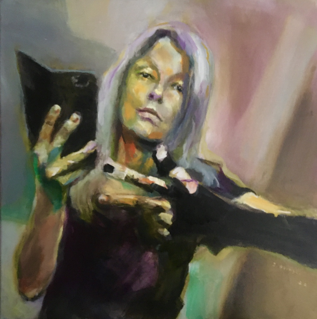 Portrait with Injuries, painting by J.Klingler, Oil on Canvas, 50x50cm, Sold