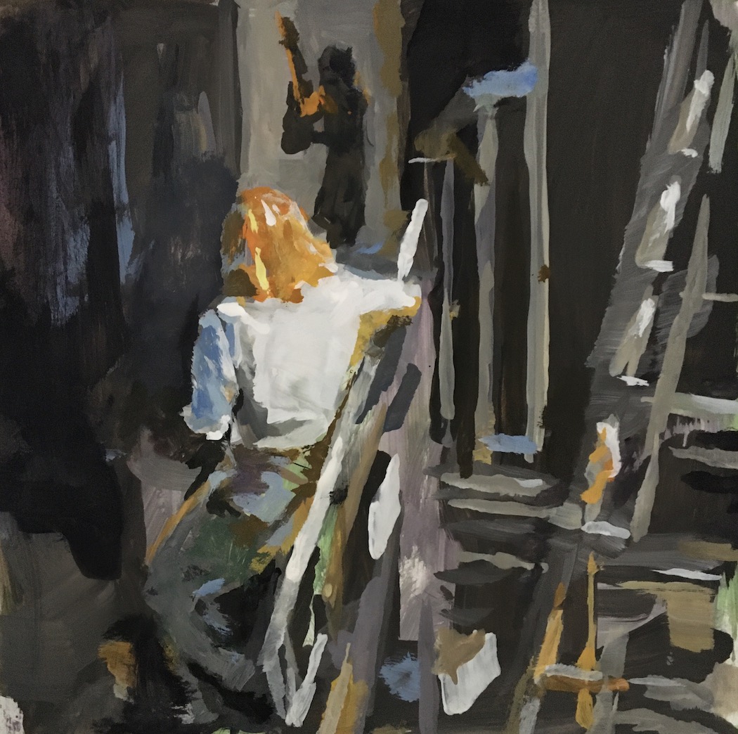 Backstage, Gouache on Paper, on Commission 90.-
