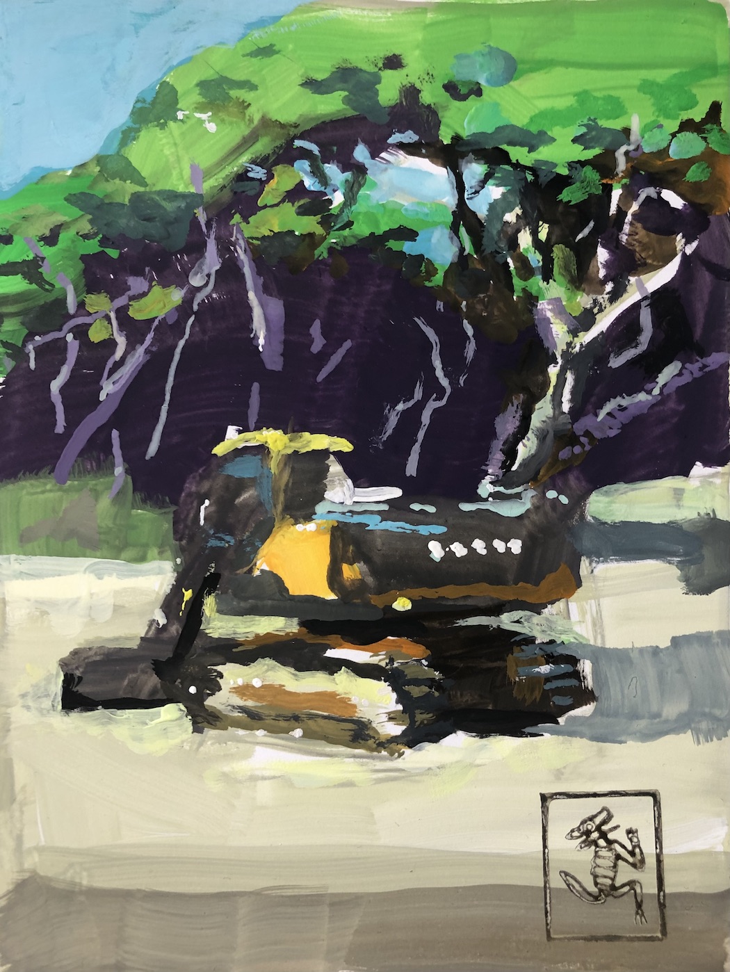 Gear at the Beach, painting, Gouache on Paper, on Commission 90.-