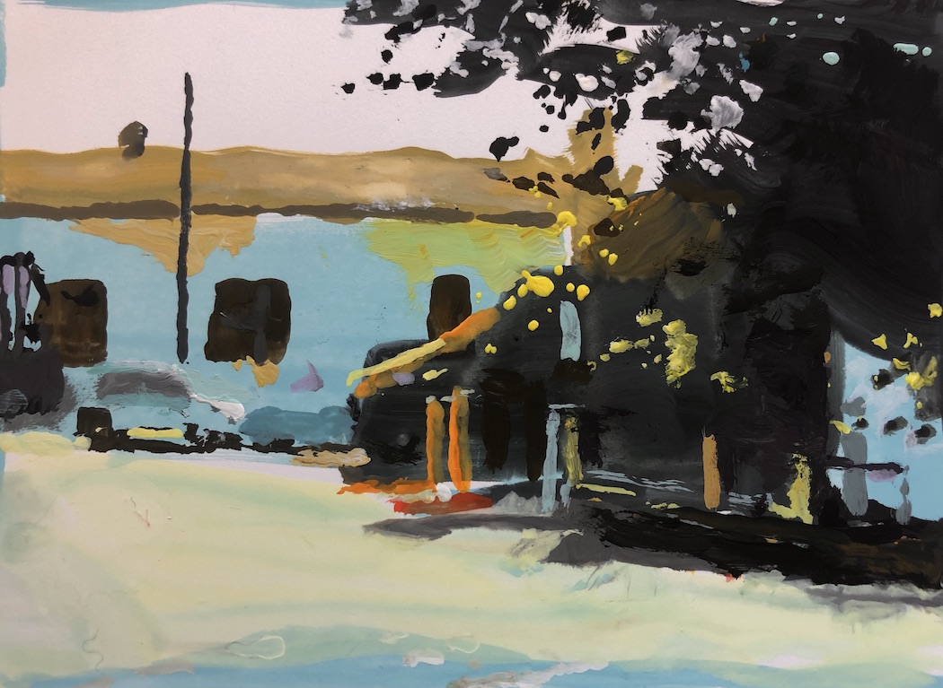 Italian Village, painting, Gouache on Paper, on Commission 90.-