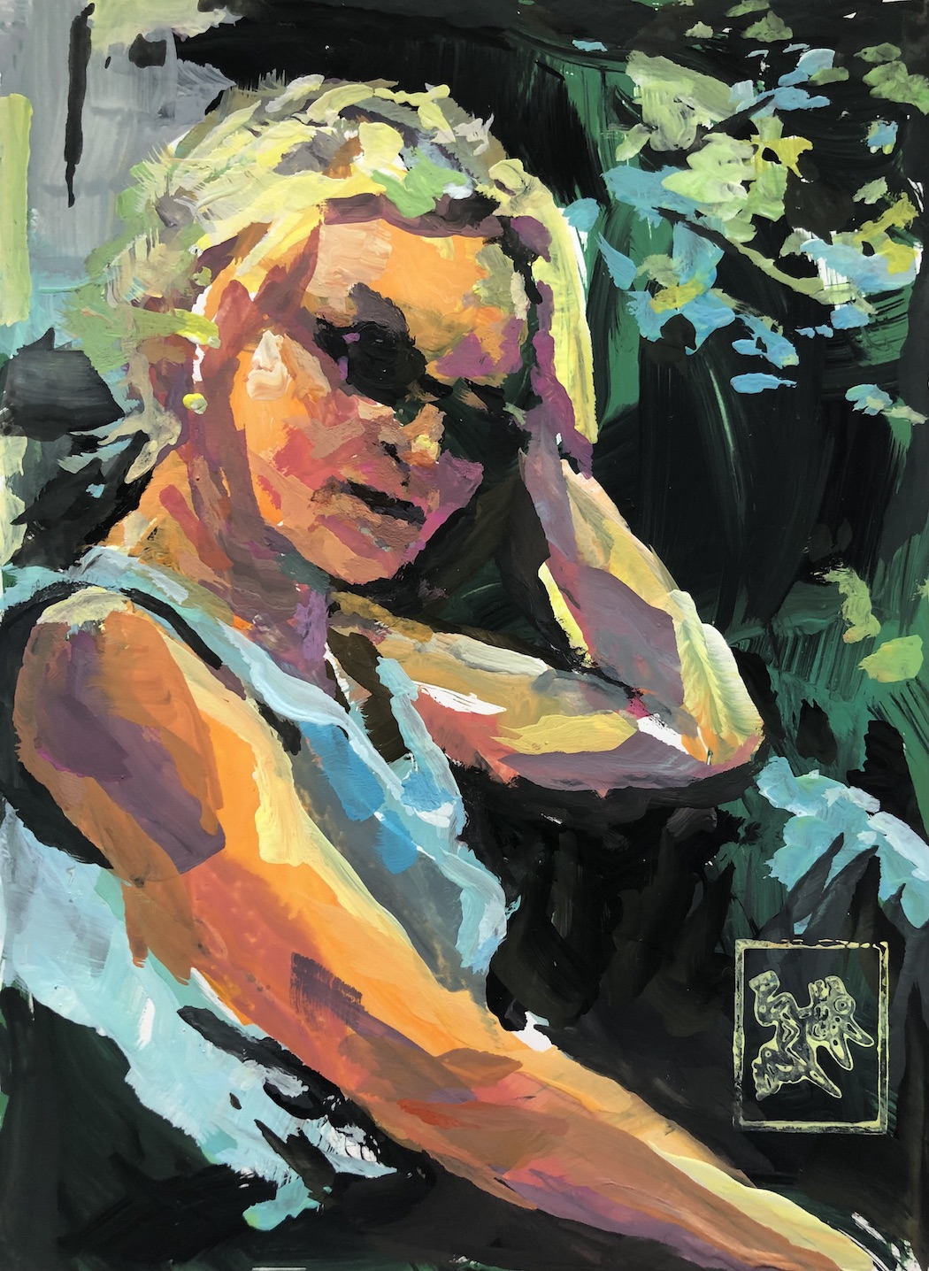 Portrait, painting, Gouache on Paper, on Commission 90.-