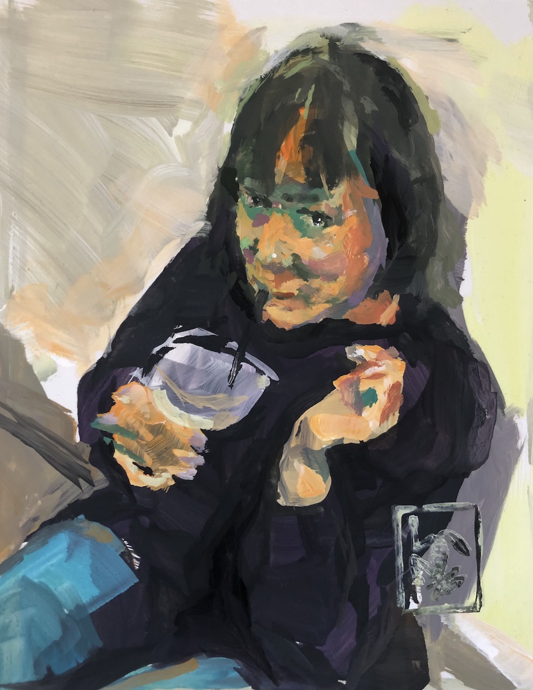 Portrait, painting, Gouache on Paper, on Commission 90.-