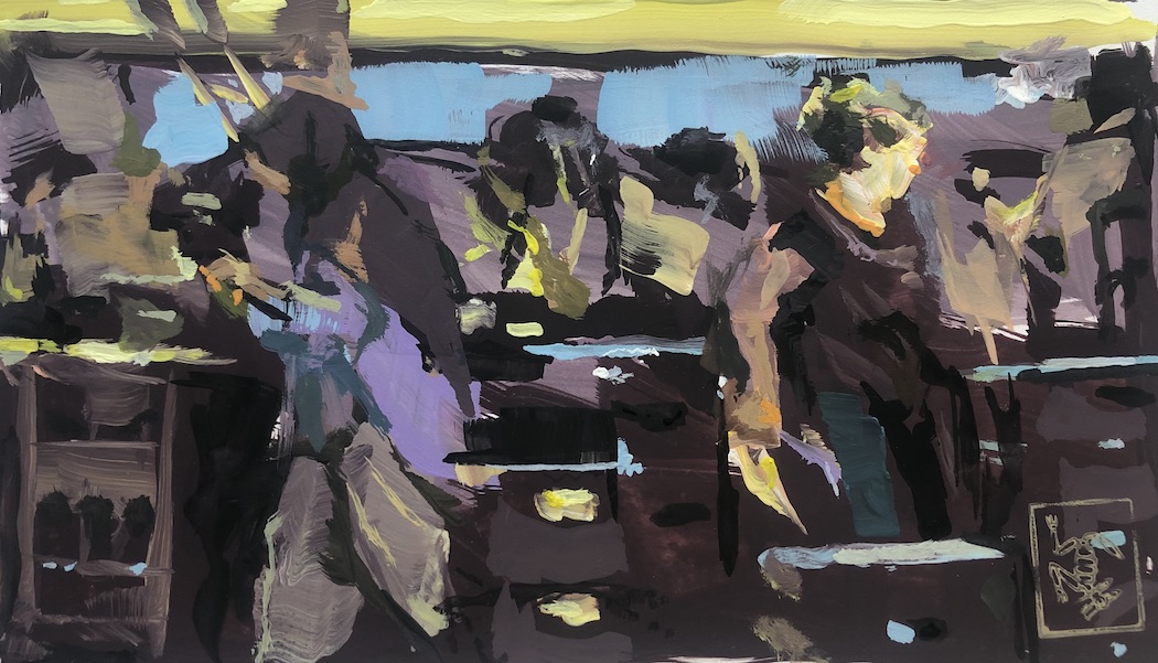 Vegetable Market, painting, Gouache on Paper, on Commission 90.-
