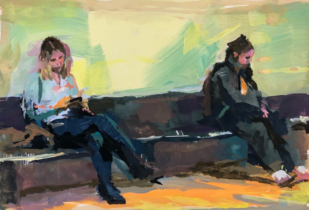 Waiting Room, painting, Gouache on Paper, on Commission 90.-