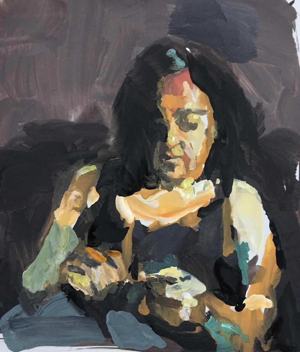 Woman Knitting, Gouache on Paper, on Commission 90.-